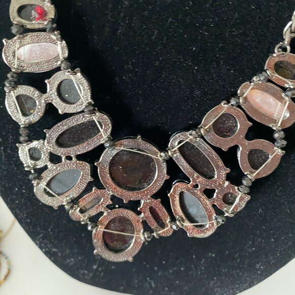 Black and Grey Gemstone  20" Necklace with Wrap beaded Bracelet - Picture 5 of 5